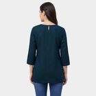 Women's Teal Round Neck Printed Kurti, टील ब्लू, small