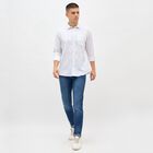 Men's Snow White Spread Collar Classic Shirt, सफ़ेद, small