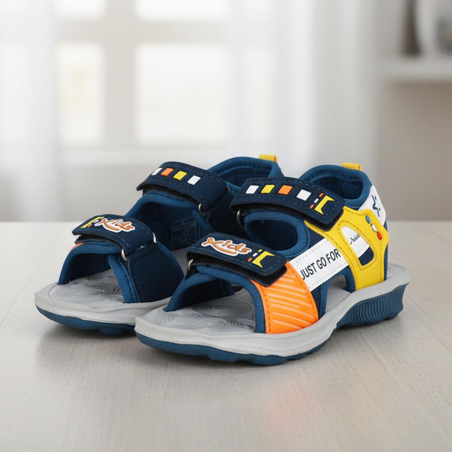 Boys' Blue Velcro Strap Strappy Sandals, Teal Blue, large