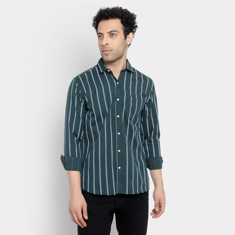 Stripes Casual Shirt, Dark Green, large image number null