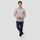 Men's Grey Cotton Geometric Regular Fit Casual Shirt, हल्का ग्रे, small