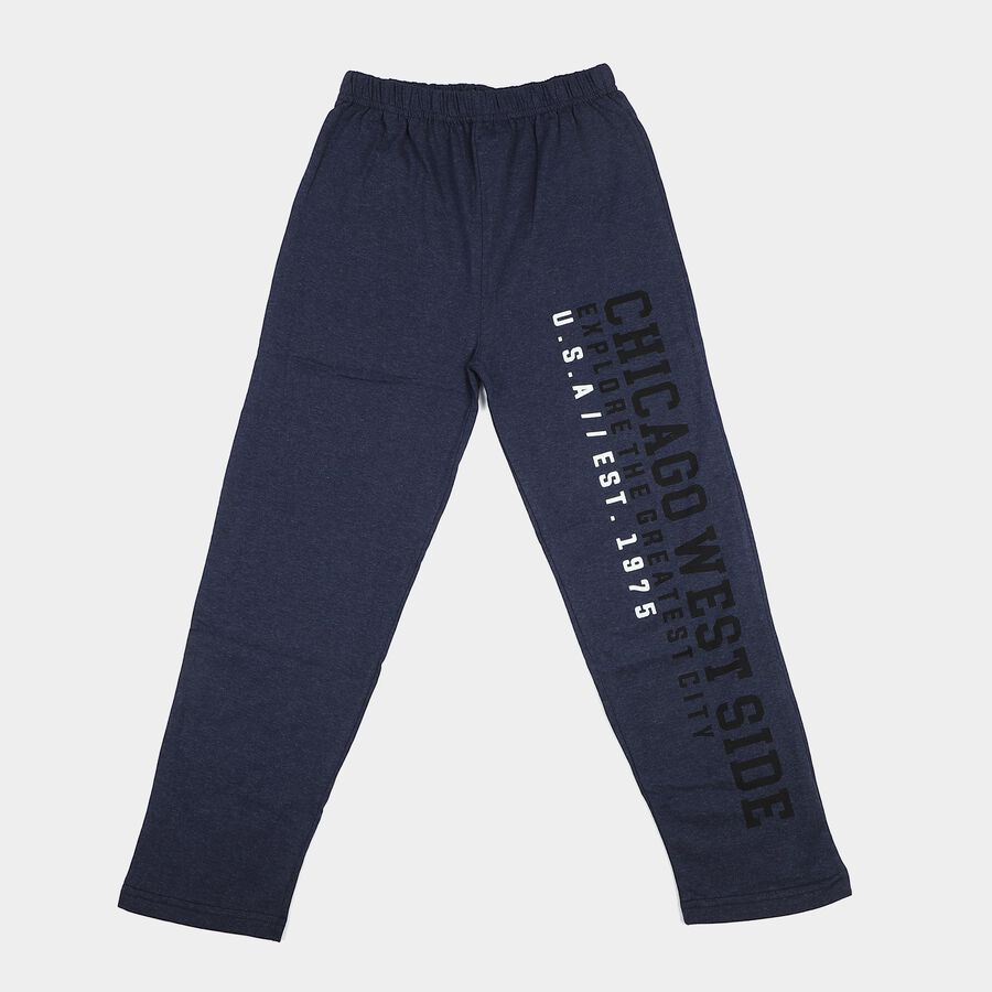 Boys' Navy Blue Straight Fit Graphic Printed Pyjama, Mid Blue, large