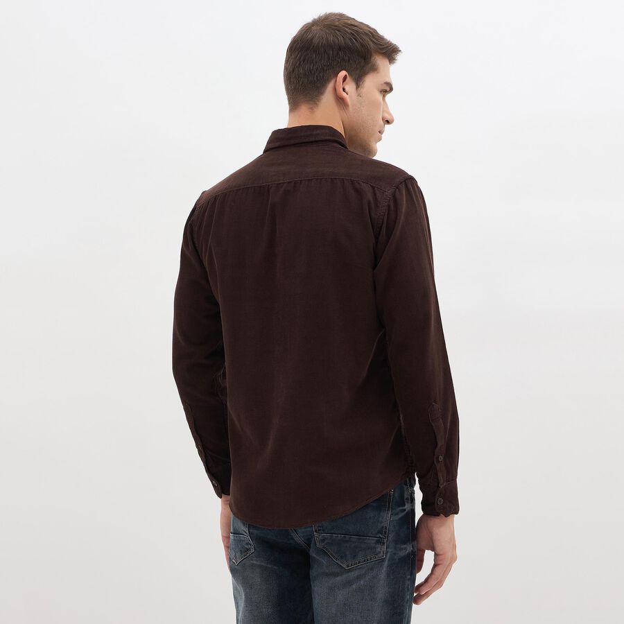 Men's 100% Cotton Casual Shirt, Brown, large