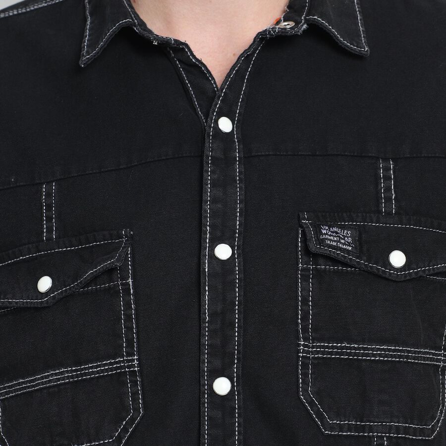 Men's 100% Cotton Casual Shirt , काला, large image number null