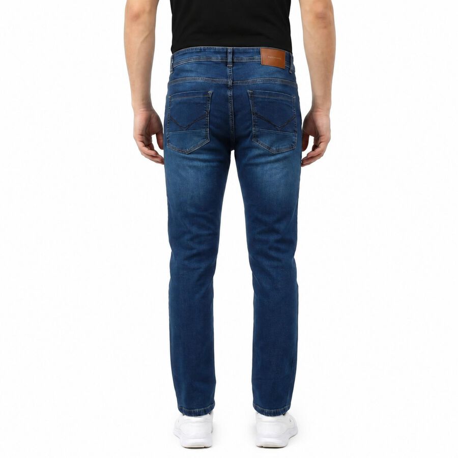 Men's Navy Blue Slim Fit Stretchable Jeans, Dark Blue, large
