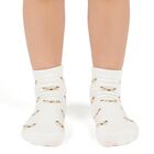 Boys' Soft Ivory White and Light Sky Blue Regular Fit Printed Pack of 2 Socks, White, small