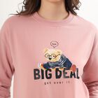 Women's Soft Dusty Pink Crew Neck Graphic Sweatshirt, गुलाबी, small image number null