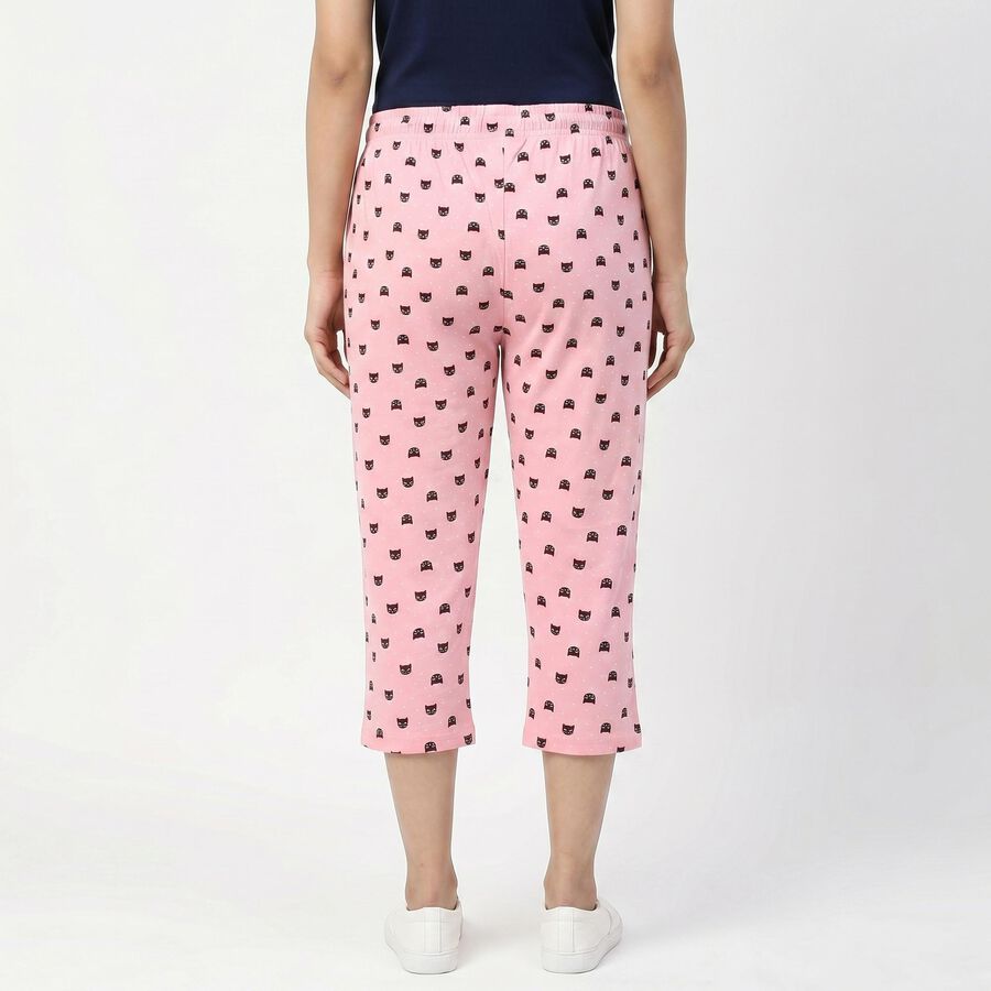 Women's Pink Straight Fit Printed Capri, Light Pink, large