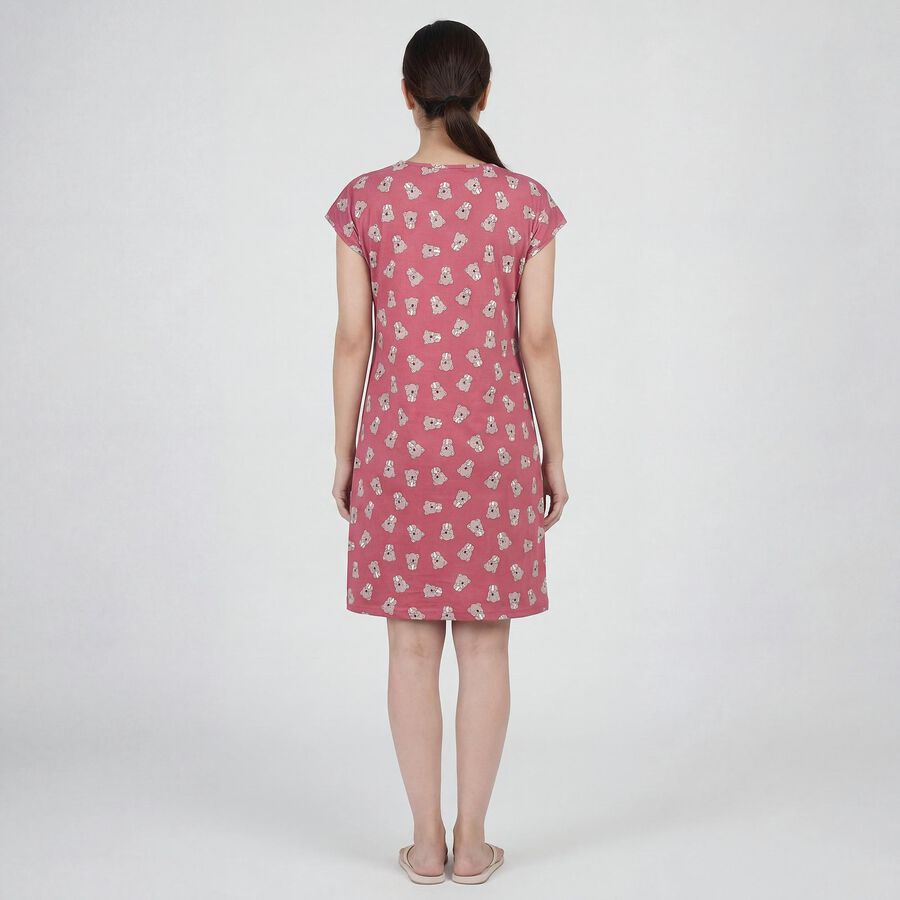 Women's Lilac V-Neck Lace Trim Nighty, Lilac, large