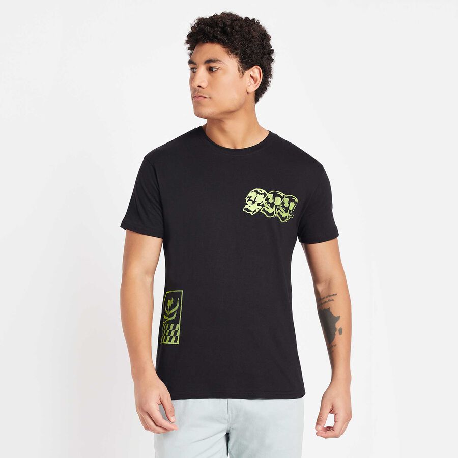 Round Neck T-Shirt, Black, large image number null