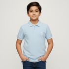 Boys Light Powder Blue Polo Neck Casual T-Shirt, Light Blue, small