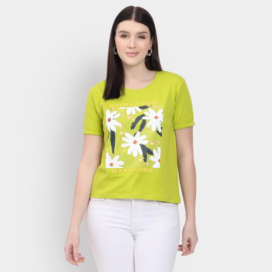 Ladies' Round Neck T-Shirt , हल्का हरा, large