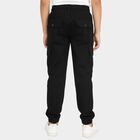 Boys Jet Black Regular Fit Cargo Trousers, काला, small image number null