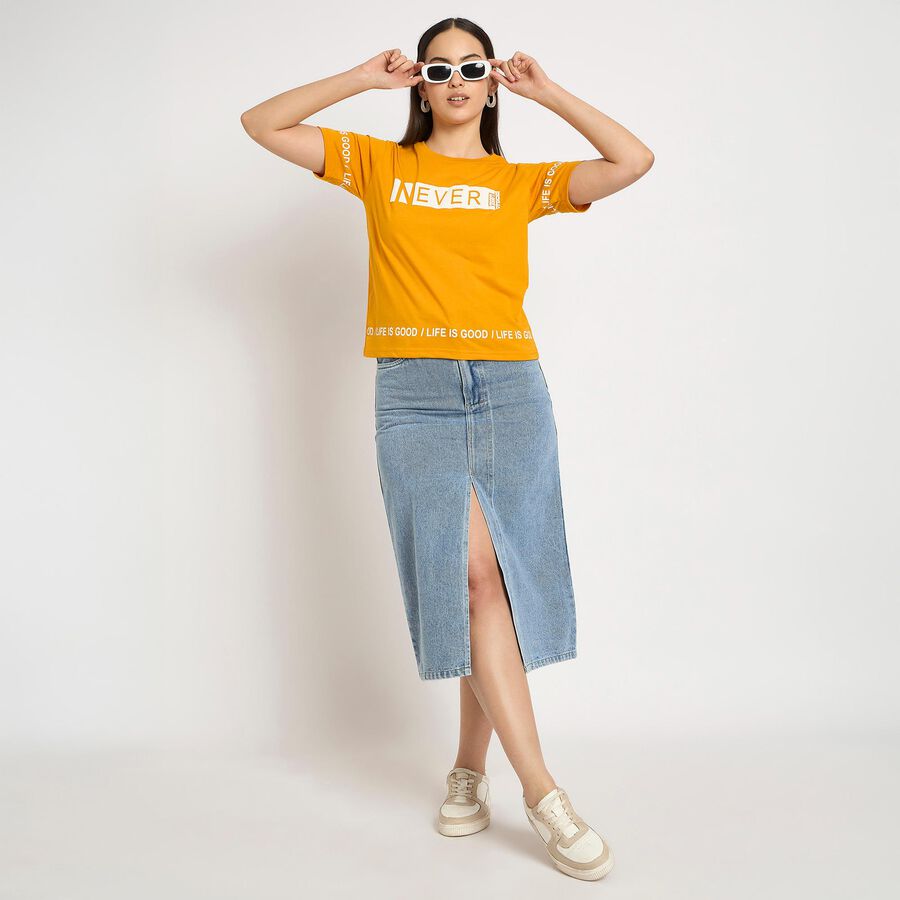 Ladies' Round Neck T-Shirt, Mustard, large image number null
