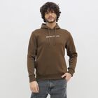 Men's Dark Brown Hooded Casual Sweatshirt, भूरा, small image number null