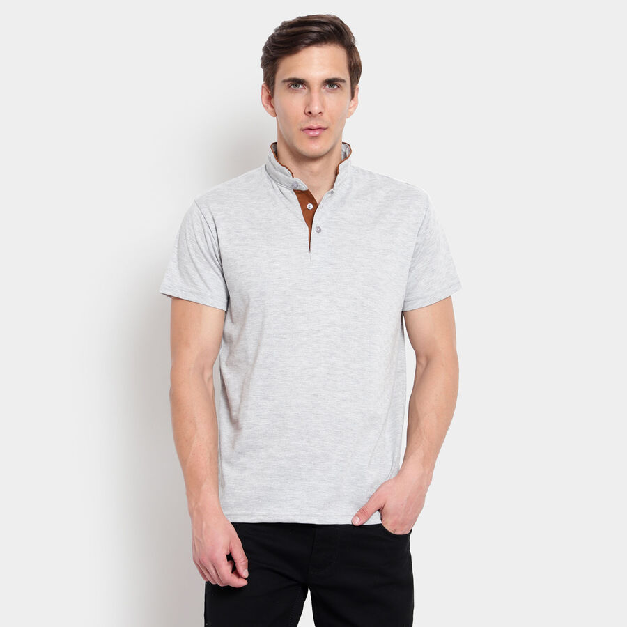 सॉलिड पोलो शर्ट, Melange Mid Grey, large image number null