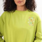 Women's Bright Lime Green Crew Neck Casual Sweatshirt, हल्का हरा, small image number null