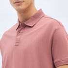 Men's Muted Dusty Pink Cotton Polo Neck Classic T-Shirt, Coral, small