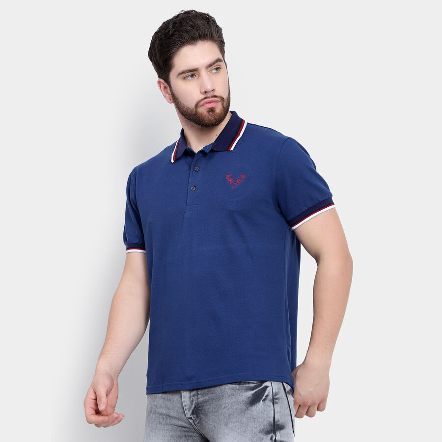 Solid Polo Shirt, Navy Blue, large image number null