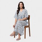 Women's Blue V-Neck Kaftan Nighty, मध्यम नीला, small