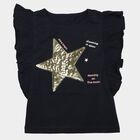 Girls Navy Blue Round Neck Regular T-Shirt, नेवी ब्लू, small