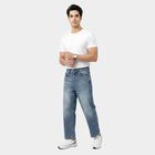 Men's Blue Straight Fit Classic Jeans, Mid Blue, small