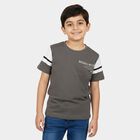 Boys Charcoal Cotton Round Neck Casual Boys T-Shirt, Charcoal, small