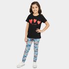 Girls Black Round Neck Regular T-Shirt, काला, small