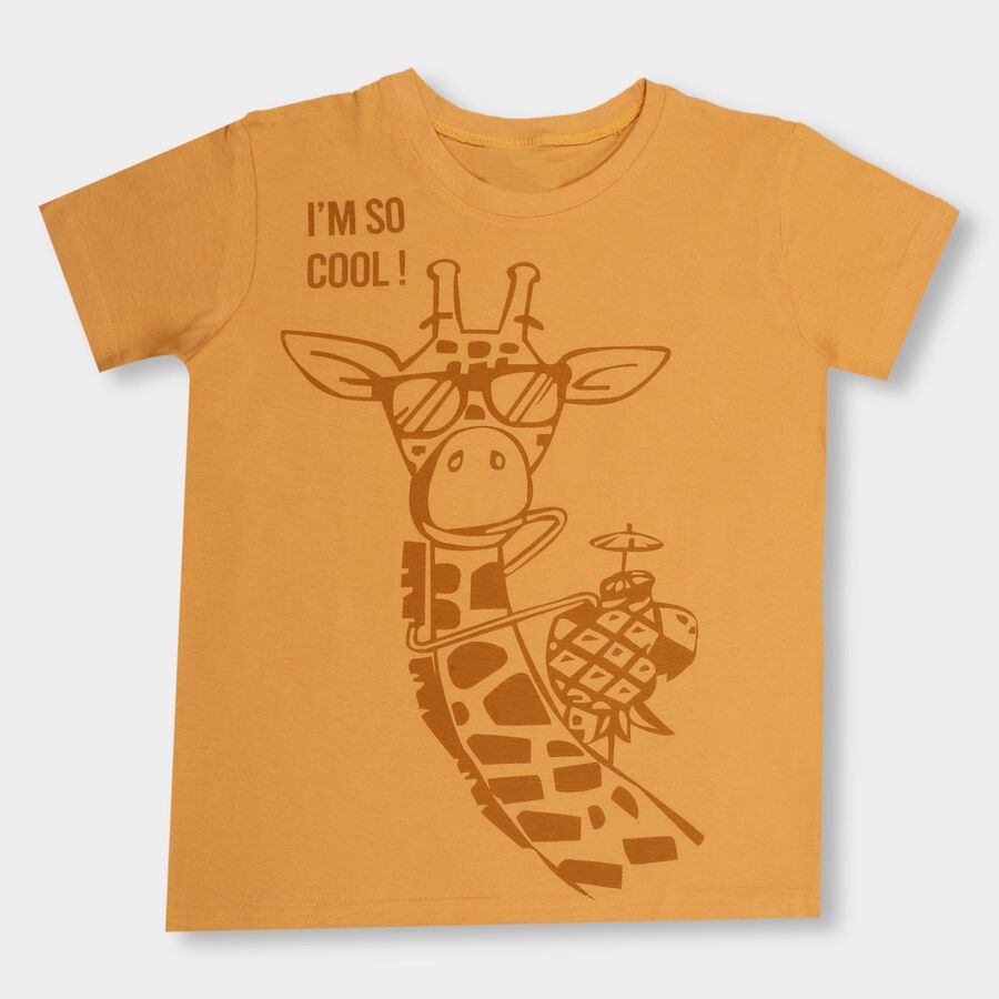 Boys' 100% Cotton Half Sleeves T-Shirt, Orange, large image number null