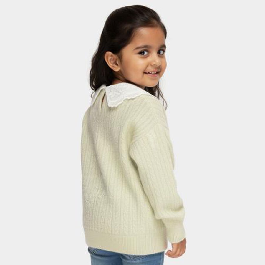 Girls' Light Sage Green Peter Pan Collar Classic Pullover, Light Green, large image number null