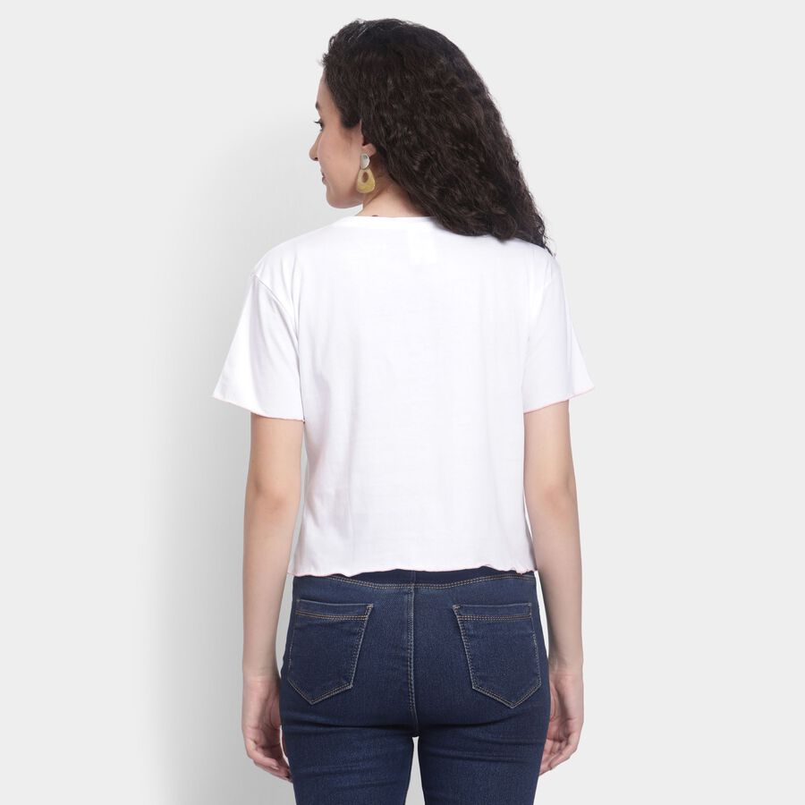 Ladies' 100% Cotton Crop  Top, White, large image number null