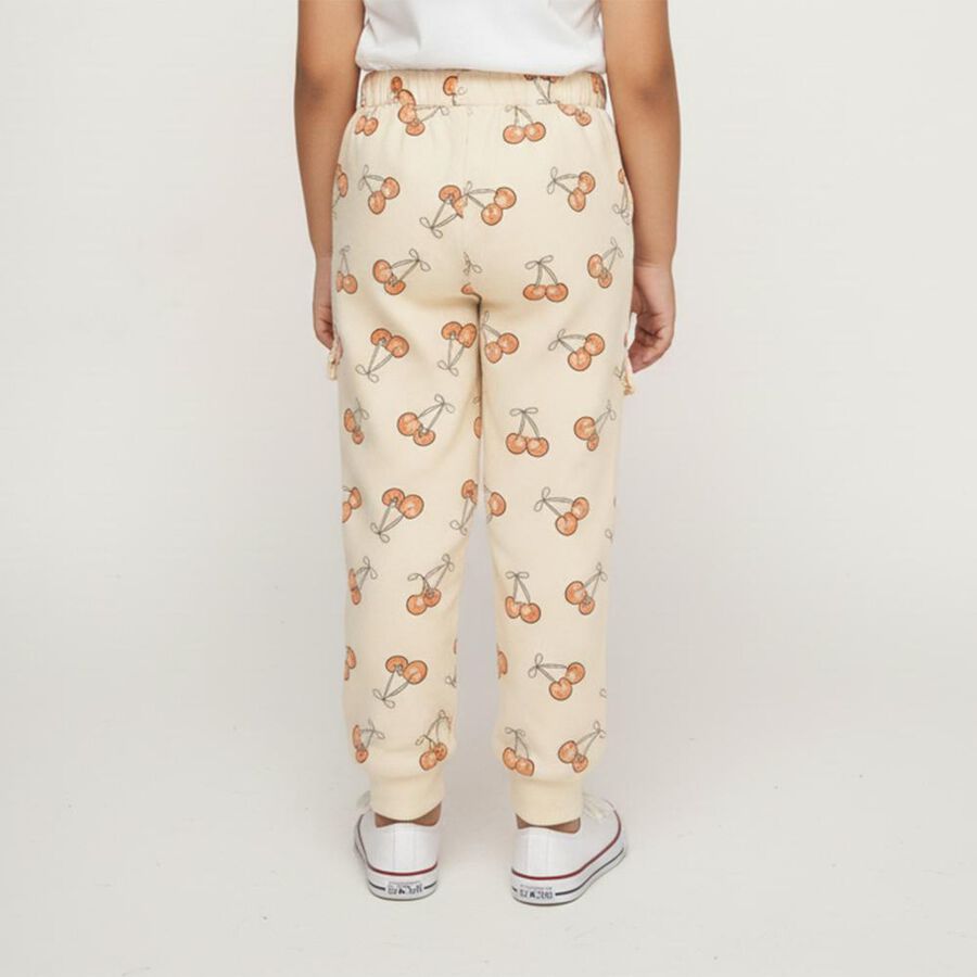 Girls' Cream Cherry Printed Elastic Waist Pyjama, ऑफ व्हाइट, large image number null