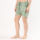 Women's Muted Sage Green Floral Printed Elastic Waist Shorts, Light Green, small