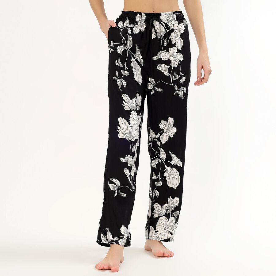 Women's Soft Ivory Relaxed Fit Solid Pyjama, काला, large