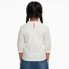 Girls' Off-White Round Neck Romantic T-Shirt, ऑफ व्हाइट, small