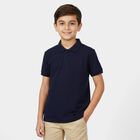 Boys Navy Blue Round Neck Casual Half Sleeve T-Shirt, नेवी ब्लू, small