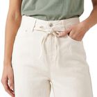 Women's White Straight Fit Tie Waist Jeans, White, small