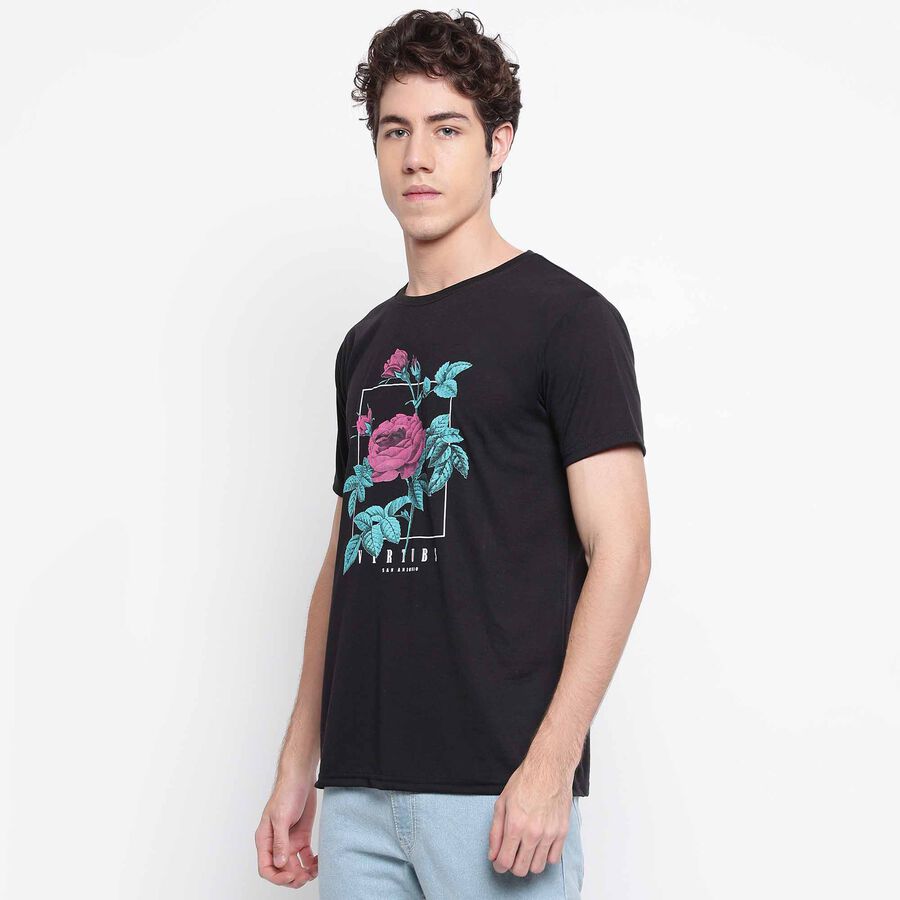 Round Neck T-Shirt, Black, large image number null