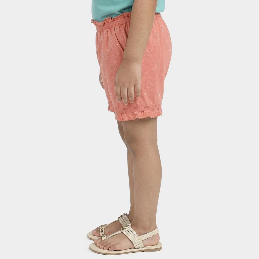 Girls' Peach Regular Fit Printed Bloomer Shorts, पीच, large