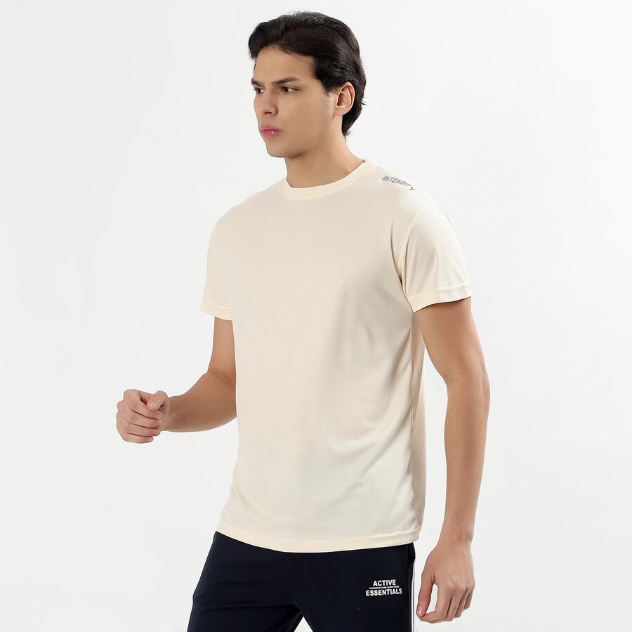 Men's Bright Emerald Green Crew Neck Athleisure T-Shirt, एक्रू मिश्रित, large