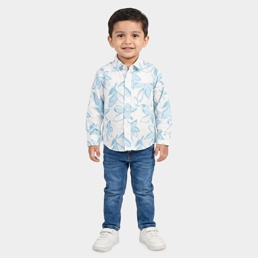 Boys Light Blue Cotton Casual Shirt, हल्का नीला, large