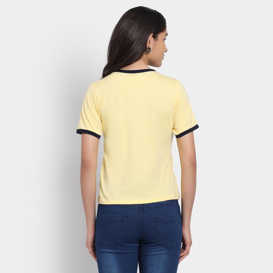 Ladies' 100% Cotton Round Neck T-Shirt, Yellow, large