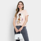Embellished Round Neck T-Shirt, Peach, small image number null