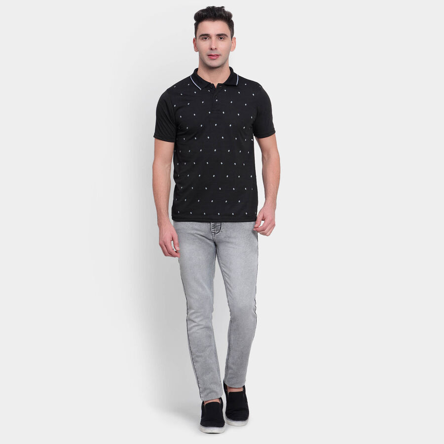 Printed Polo Shirt, Black, large image number null