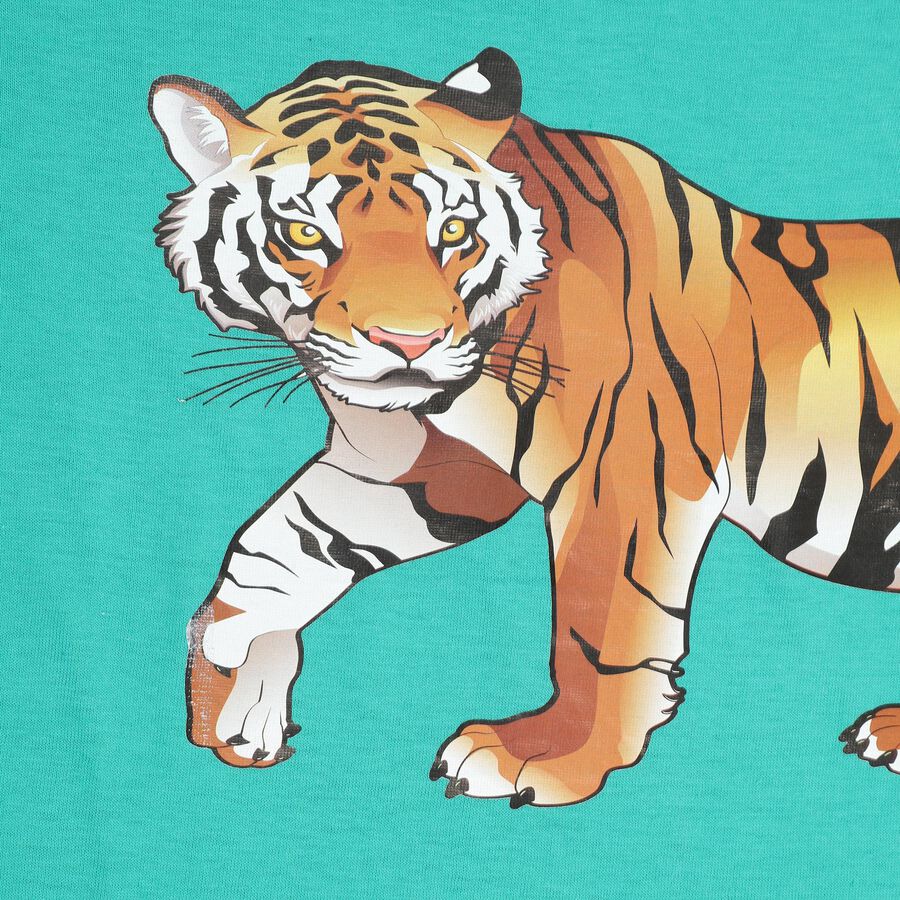 Boys' 100% Cotton Half Sleeves T-Shirt, Dark Green, large image number null