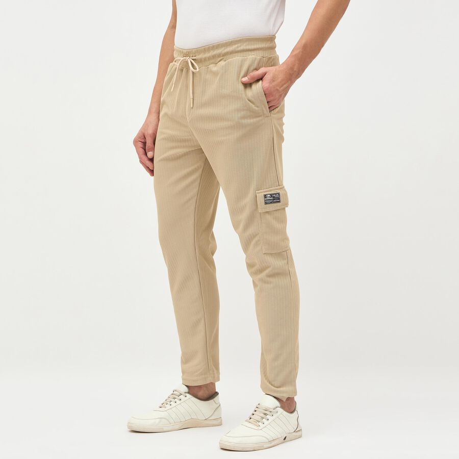 Men's Light Beige Cargo Jogger, गहरा पीला, large