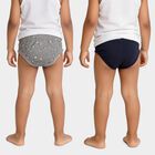 Boys' Grey and Navy Regular Fit Printed and Solid Briefs, हल्का ग्रे, small