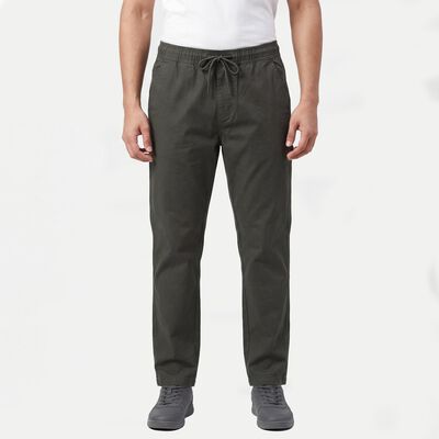 Men's Dark Green Slim Fit Casual Trousers