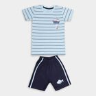 Boys' 100% Cotton Knit Baba Suit, हल्का नीला, small image number null