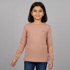 Girls Muted Brown Round Neck Thermal, Brown, small image number null